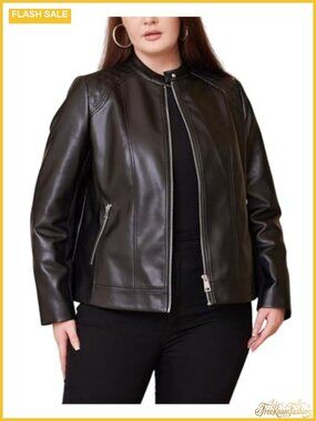 Plus Size Faux Leather Jacket Oversized Motorcycle Biker Coat